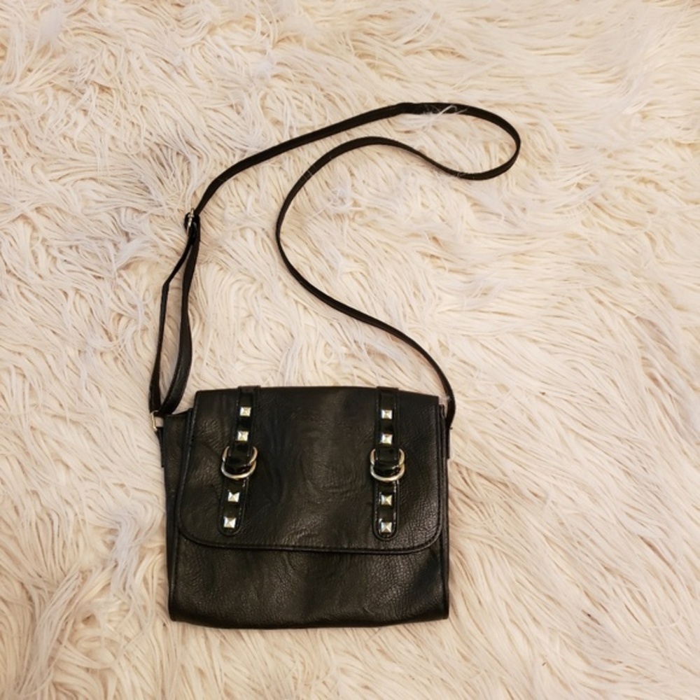 Black crossbody with silver rivets